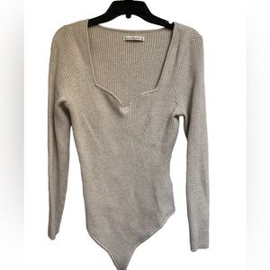 Abercrombie beige/taupe long sleeve ribbed body suit